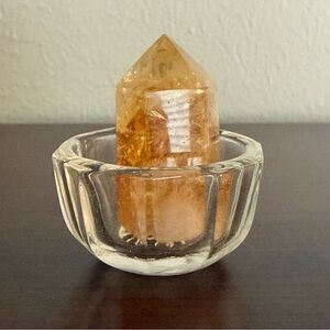 Clear Glass Salt Cellar with Faceted Sides - Clear